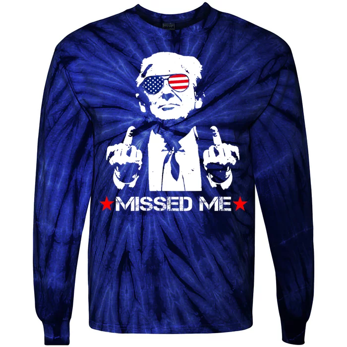 Miss Me Trump Shot Assassination Attempt 2024 Tie-Dye Long Sleeve Shirt