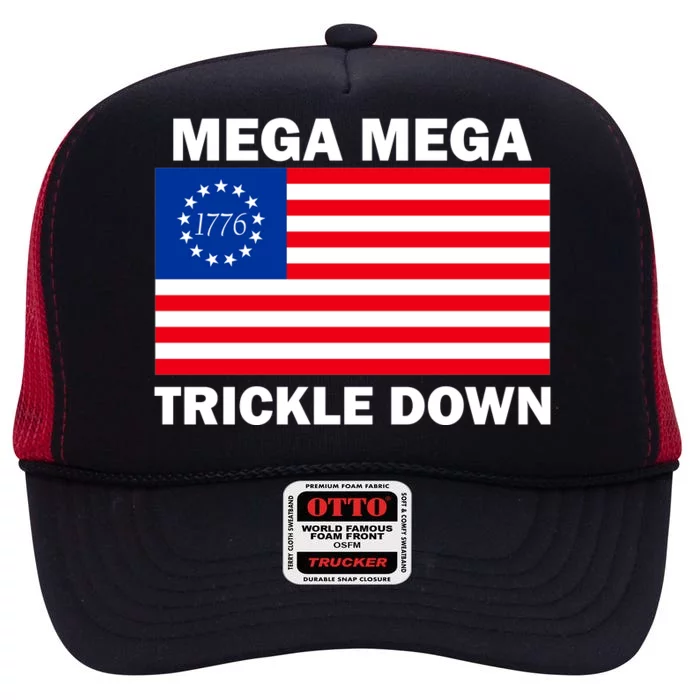 Mega Mega Trickle Down USA 1776 Flag Patriot High Crown Mesh Trucker Hat