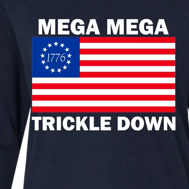 Mega Mega Trickle Down USA 1776 Flag Patriot Womens Cotton Relaxed Long Sleeve T-Shirt