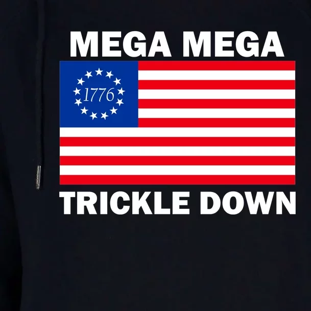 Mega Mega Trickle Down USA 1776 Flag Patriot Womens Funnel Neck Pullover Hood