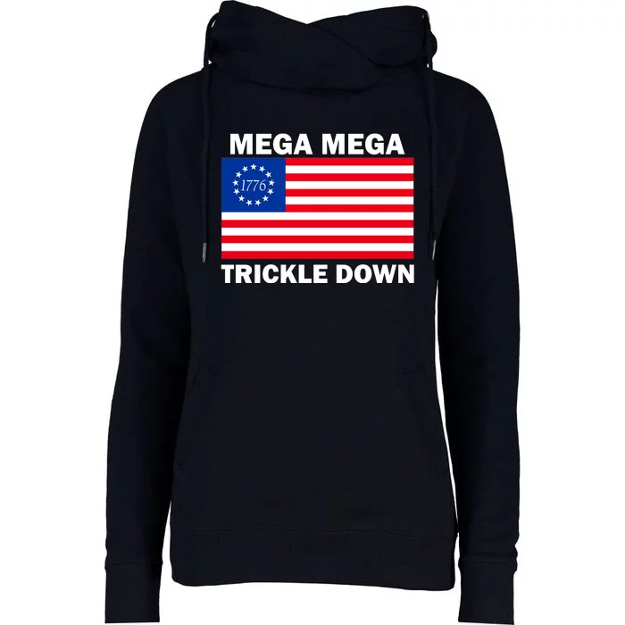 Mega Mega Trickle Down USA 1776 Flag Patriot Womens Funnel Neck Pullover Hood