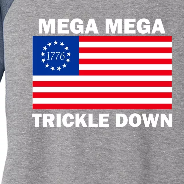 Mega Mega Trickle Down USA 1776 Flag Patriot Women's Tri-Blend 3/4-Sleeve Raglan Shirt