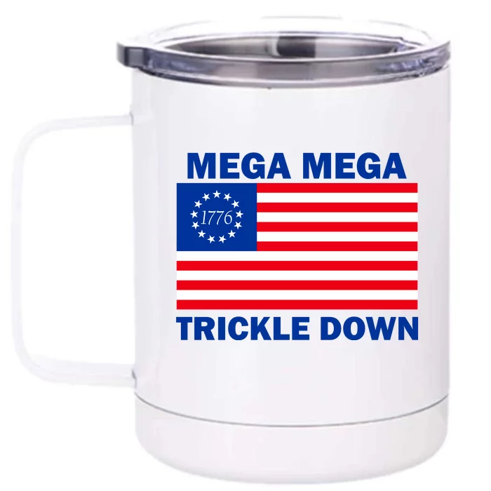 Mega Mega Trickle Down USA 1776 Flag Patriot Front & Back 12oz Stainless Steel Tumbler Cup