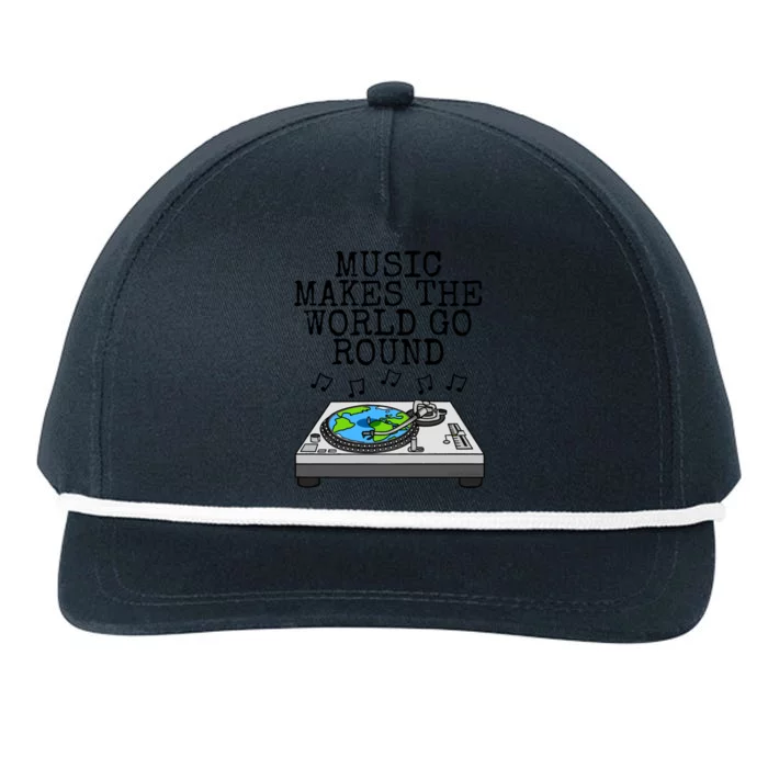 Music Makes The World Go Round Dj Music Producer Musician Gift Snapback Five-Panel Rope Hat