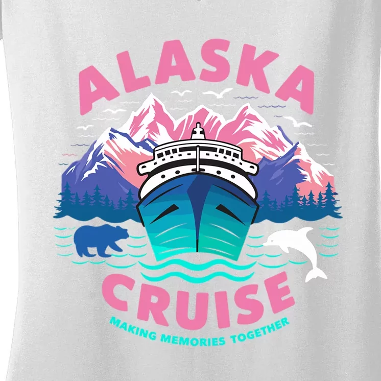 Making Memories Together Alaskan Animals Alaska Cruise 2024 Women's V-Neck T-Shirt