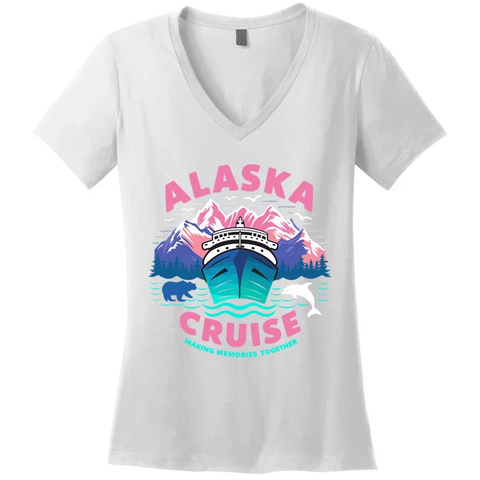 Making Memories Together Alaskan Animals Alaska Cruise 2024 Women's V-Neck T-Shirt