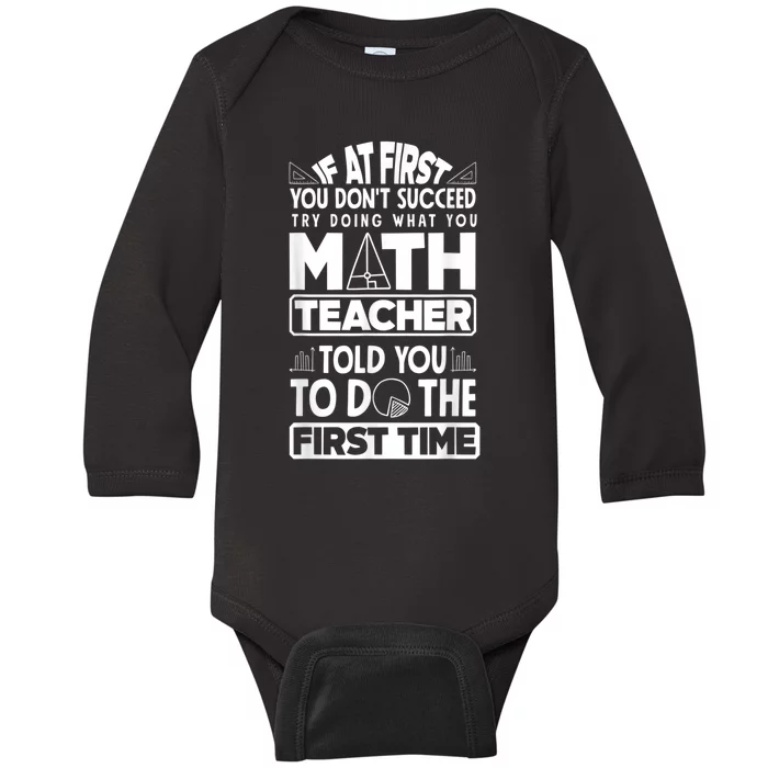 Mathematics Math Teacher Algebra Funny Baby Long Sleeve Bodysuit