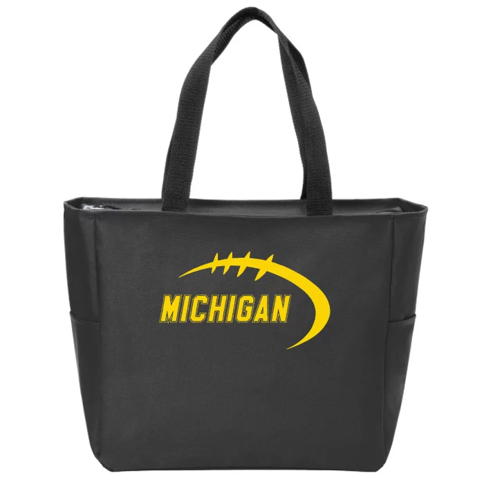 Michigan MI Throwback College Font Classic Zip Tote Bag