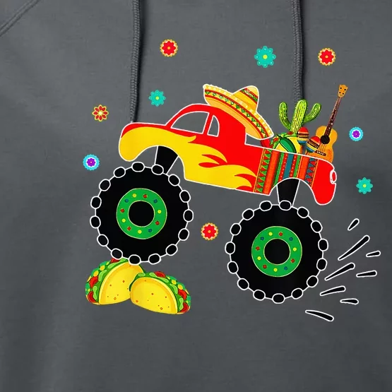 Mexican Monster Truck Taco Cinco De Mayo Party Performance Fleece Hoodie