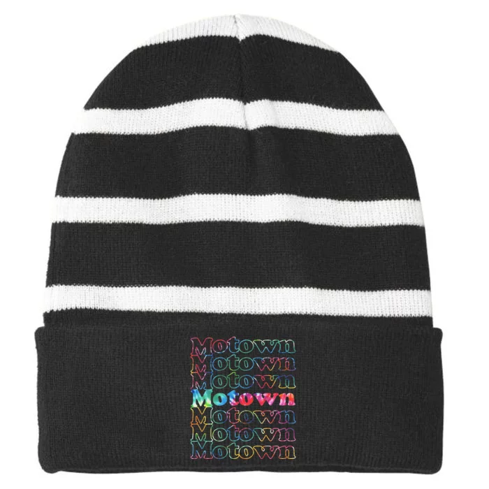 Motown Music Tie Dye Striped Beanie with Solid Band