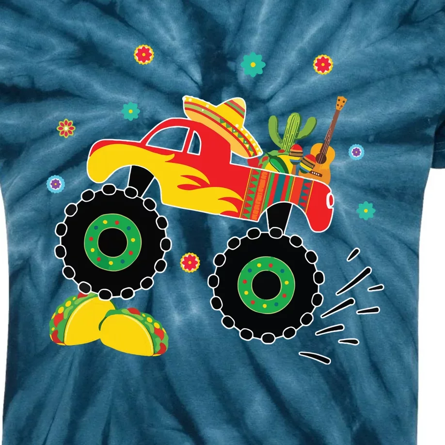 Mexican Monster Truck Taco Cinco De Mayo Party Kids Tie-Dye T-Shirt