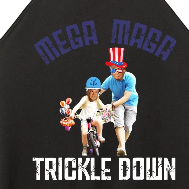 Mega Maga Trickle Down Patriotic American Funny Biden Quote Women’s Perfect Tri Rocker Tank