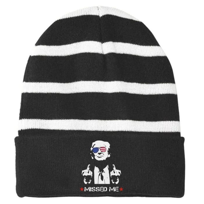 Missed Me Trump 2024 Gift Striped Beanie with Solid Band