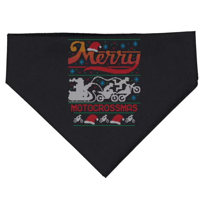 Merry Motocrossmas Ugly Christmas Sweater Motocross Biker Gift USA-Made Doggie Bandana