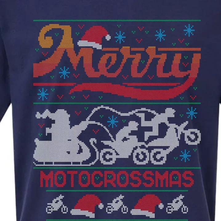 Merry Motocrossmas Ugly Christmas Sweater Motocross Biker Gift Sueded Cloud Jersey T-Shirt