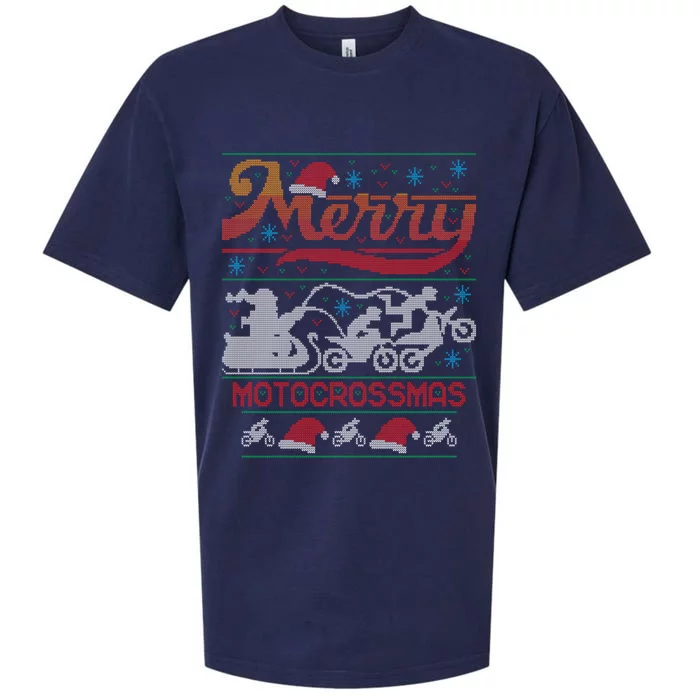 Merry Motocrossmas Ugly Christmas Sweater Motocross Biker Gift Sueded Cloud Jersey T-Shirt