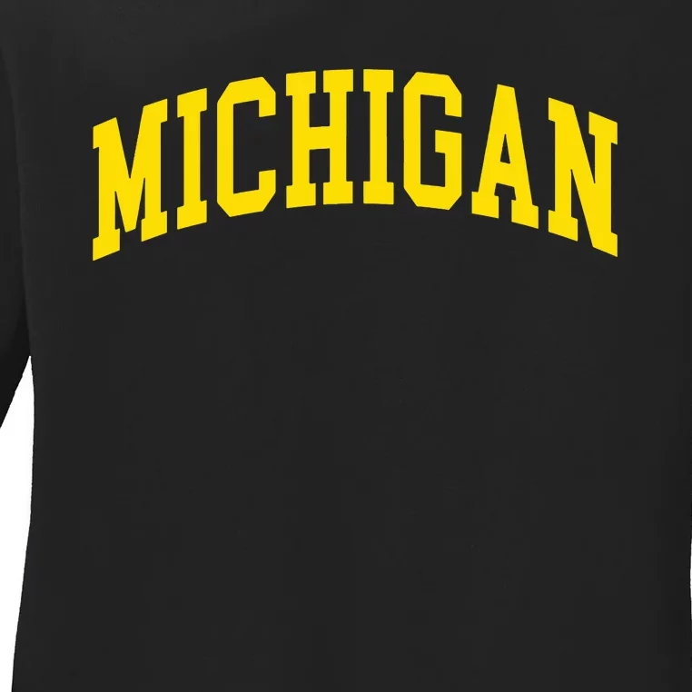 Michigan Mi Usa United States Font Ladies Long Sleeve Shirt