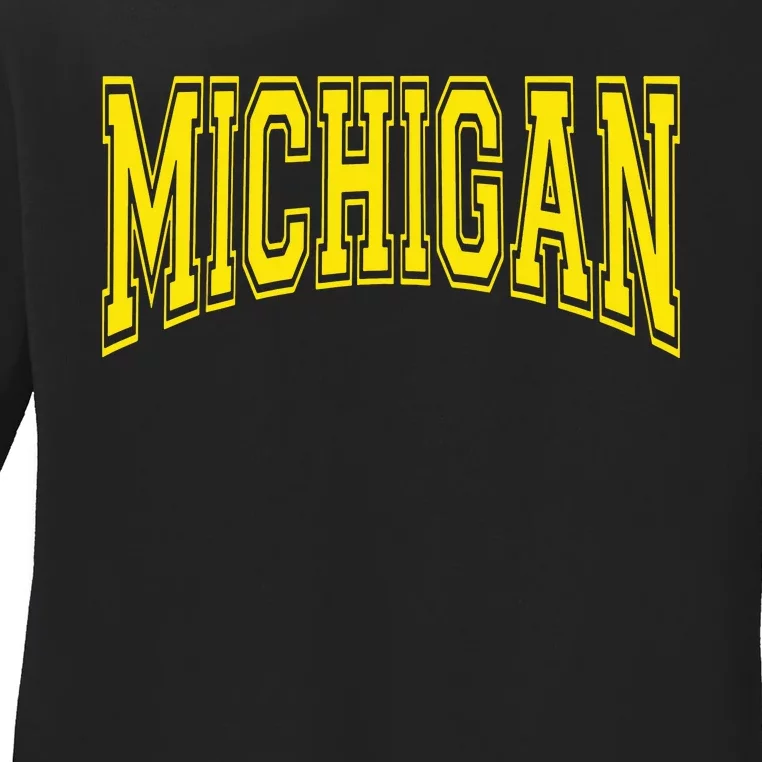 Michigan Mi Usa United States Font Ladies Long Sleeve Shirt