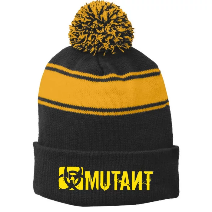 Mutant Stripe Pom Pom Beanie