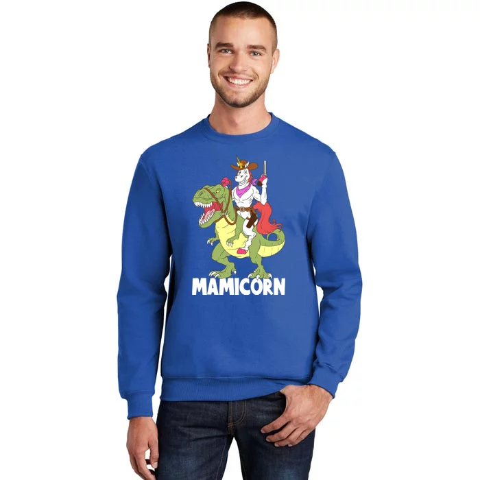 Mamicorn Mami Unicorn Riding Trex Dinosaur Mom Mama Cow Gift Tall Sweatshirt