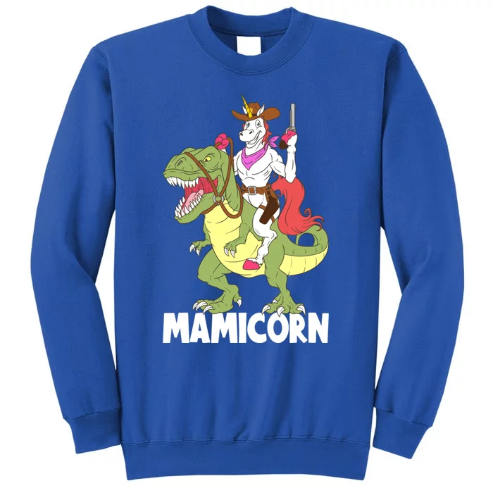 Mamicorn Mami Unicorn Riding Trex Dinosaur Mom Mama Cow Gift Tall Sweatshirt