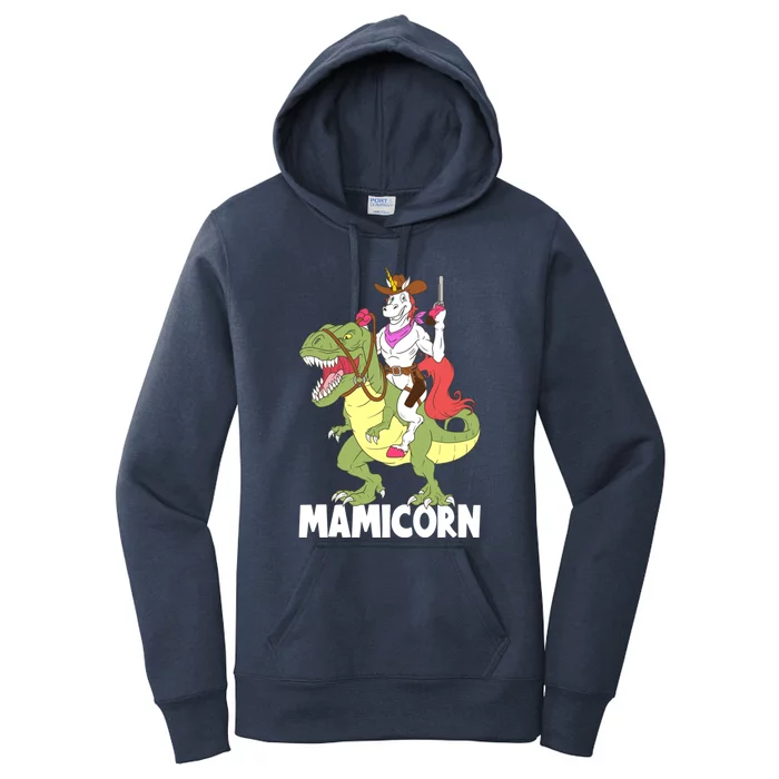 Mamicorn Mami Unicorn Riding Trex Dinosaur Mom Mama Cow Gift Women's Pullover Hoodie