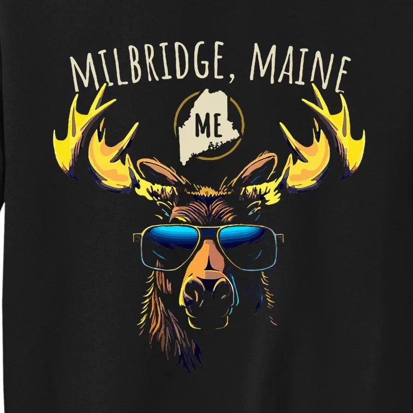 Milbridge Maine Usa Moose Wearing Sunglasses Design Tall Sweatshirt