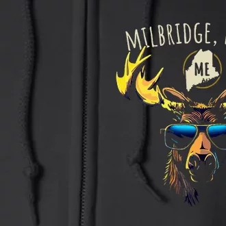 Milbridge Maine Usa Moose Wearing Sunglasses Design Full Zip Hoodie