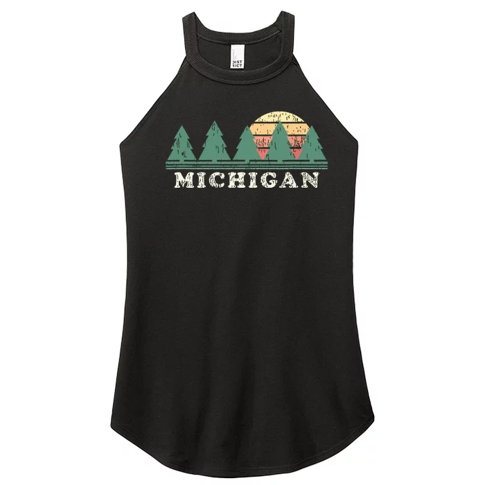 Michigan Mi Vintage Graphic Retro 70s Design Women’s Perfect Tri Rocker Tank