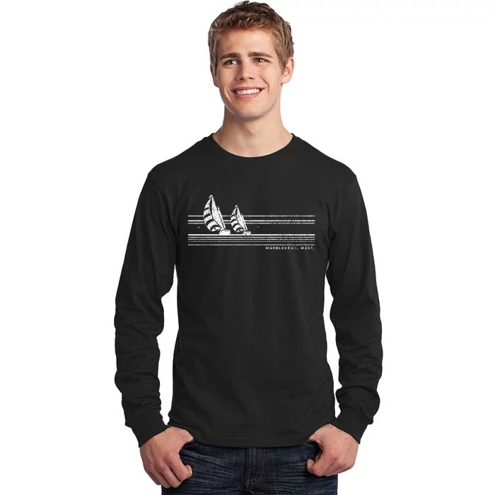 Marblehead MA Vintage Sailing 70s Nautical Sailboat Tall Long Sleeve T-Shirt