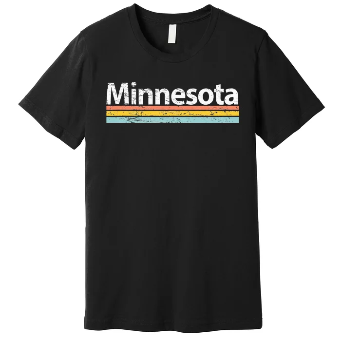 Minnesota Mn Vintage Worn Design Retro Stripes Classic Premium T-Shirt