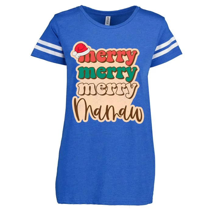 Merry Mamaw Vintage Family Santa Christmas Pajama Matching Gift Enza Ladies Jersey Football T-Shirt