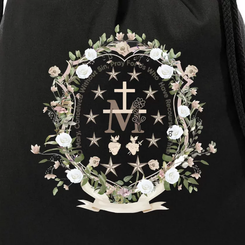 Marian Medal Virgin Mary Marian Cross Drawstring Bag