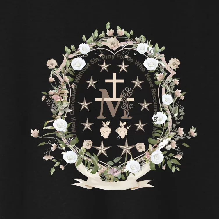 Marian Medal Virgin Mary Marian Cross Women's Crop Top Tee