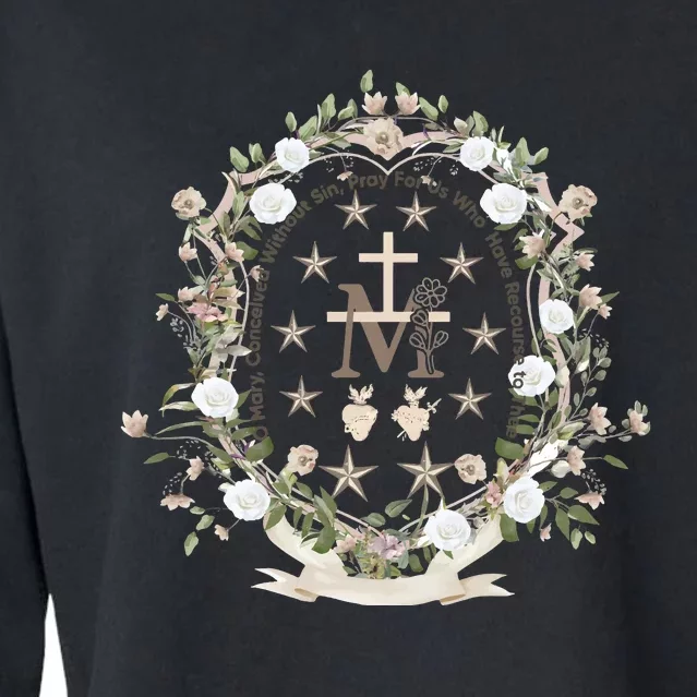 Marian Medal Virgin Mary Marian Cross Cropped Pullover Crew