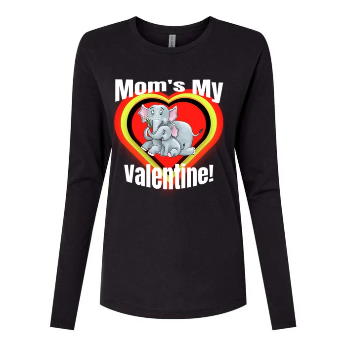 Mom's My Valentines Day Cute Mother And Elephant Gift Womens Cotton Relaxed Long Sleeve T-Shirt