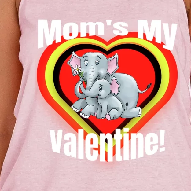 Mom's My Valentines Day Cute Mother And Elephant Gift Women's Knotted Racerback Tank