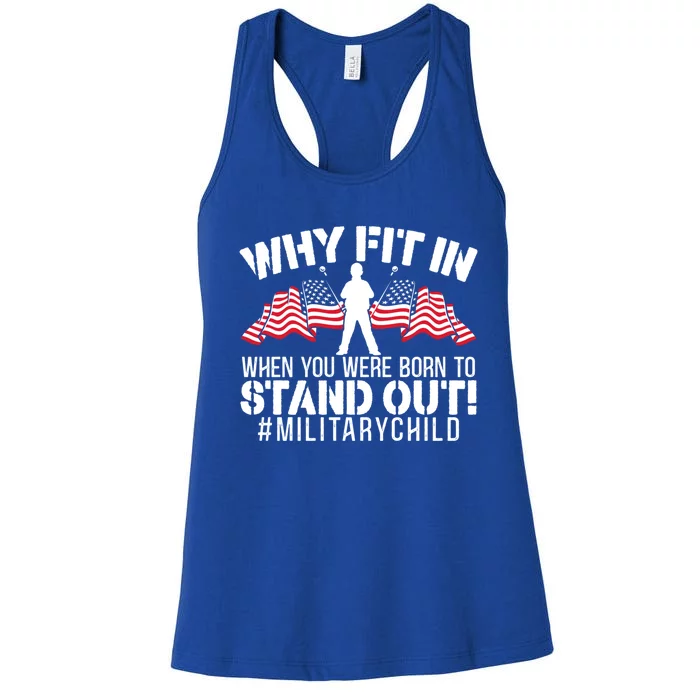 Military Month Veteran Military Brat Usa Flag America Gift Women's Racerback Tank