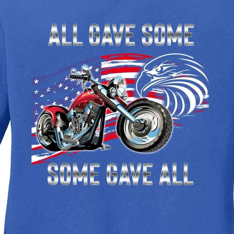 Memorial Motorcycle Veteran All Gave Some Some Gave All Great Gift Ladies Long Sleeve Shirt