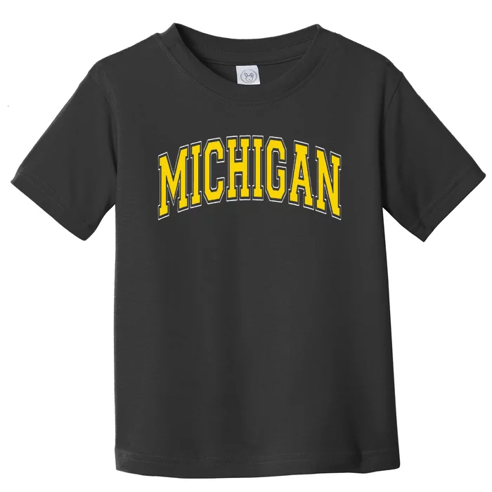 Michigan MI VintageStyle Maize Font Toddler T-Shirt