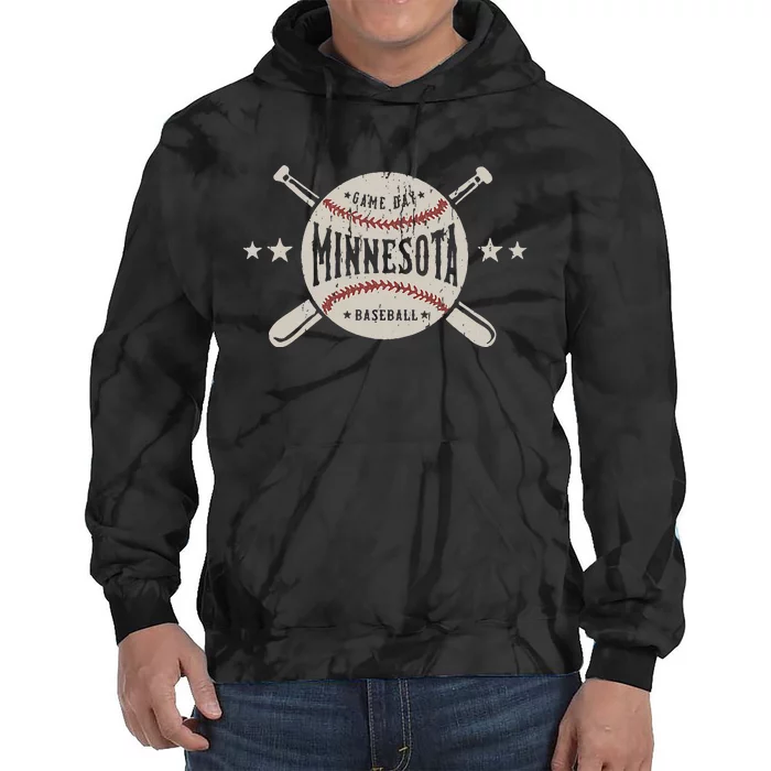 Minnesota Mn Vintage Baseball Tie Dye Hoodie