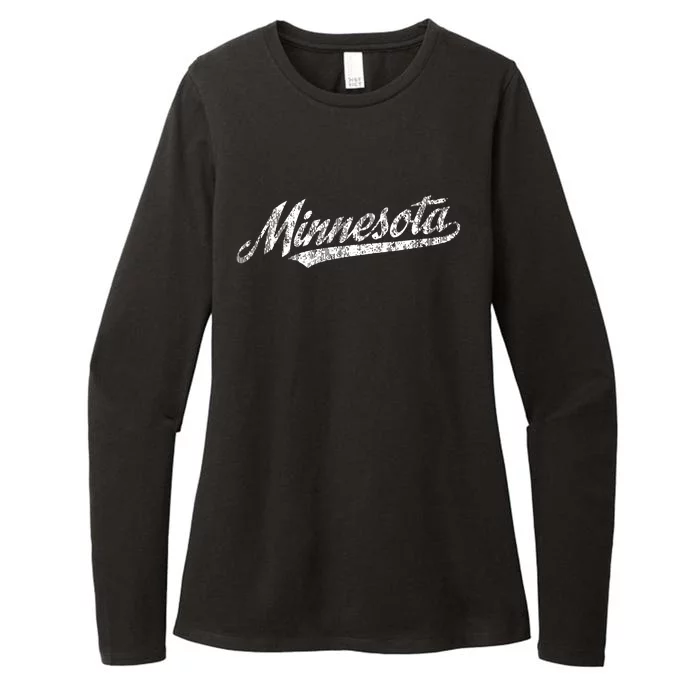 Minnesota Mn Vintage Sports Script Retro Womens CVC Long Sleeve Shirt