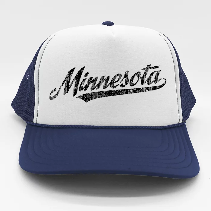 Minnesota Mn Vintage Sports Script Retro Trucker Hat