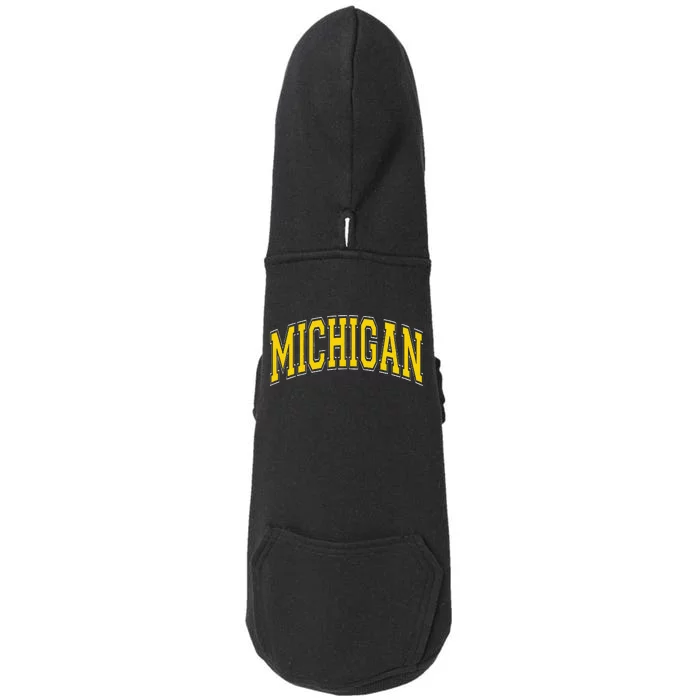 Michigan Mi Vintagestyle Maize Font Doggie 3-End Fleece Hoodie