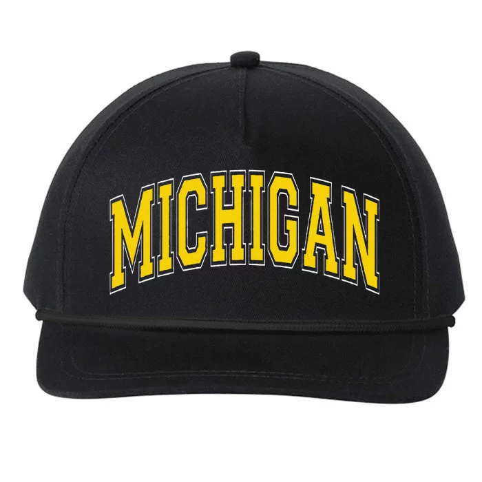 Michigan Mi Vintagestyle Maize Font Snapback Five-Panel Rope Hat