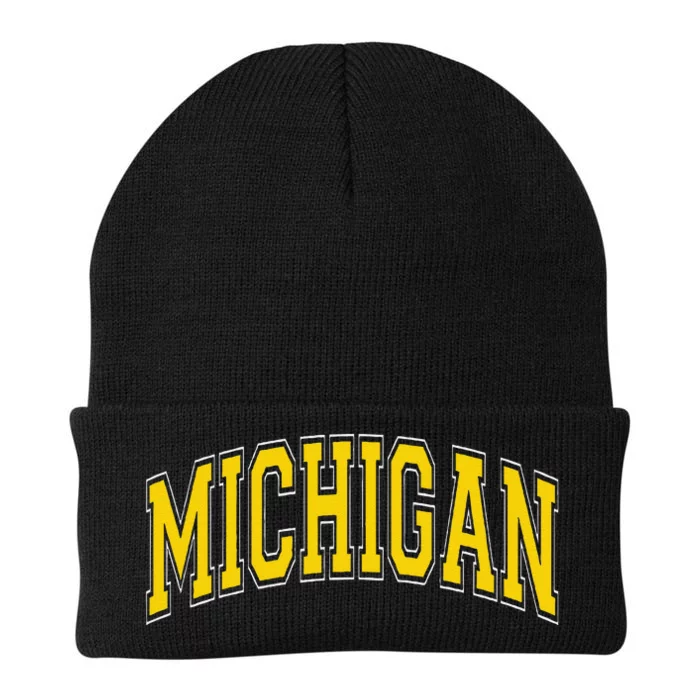 Michigan Mi Vintagestyle Maize Font Knit Cap Winter Beanie