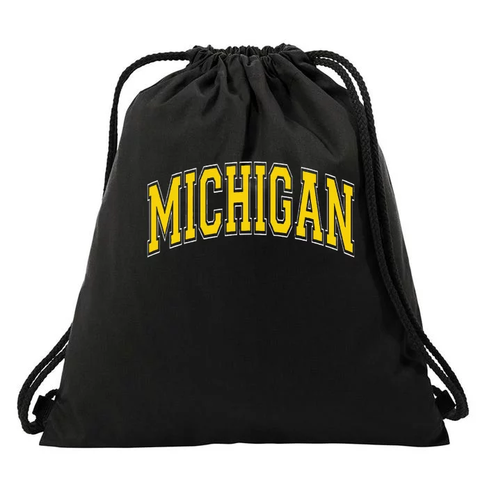 Michigan Mi Vintagestyle Maize Font Drawstring Bag