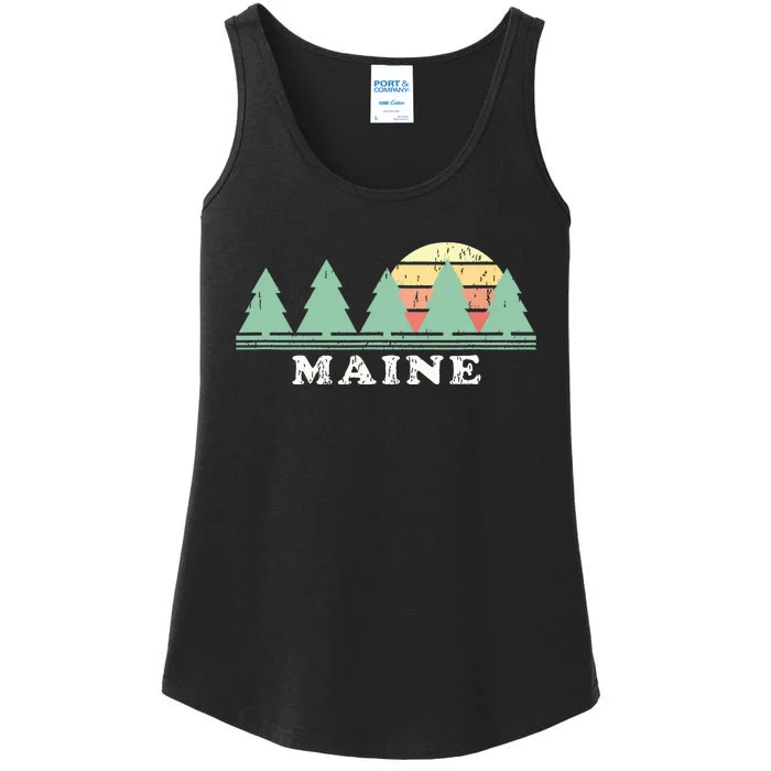 Maine Me Vintage Graphic Retro 70s Design Ladies Essential Tank