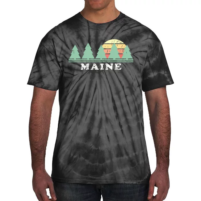 Maine Me Vintage Graphic Retro 70s Design Tie-Dye T-Shirt