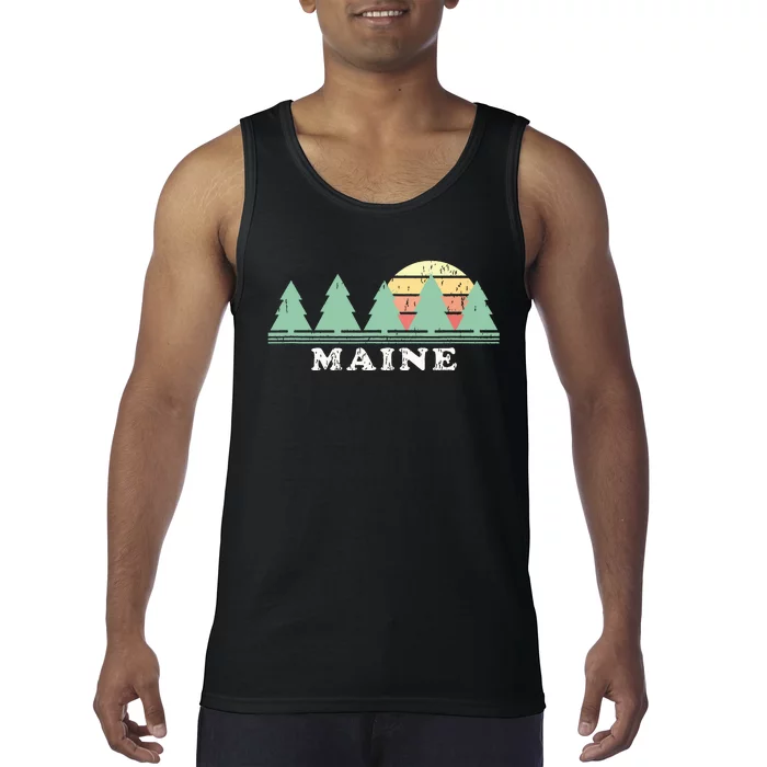 Maine Me Vintage Graphic Retro 70s Design Tank Top